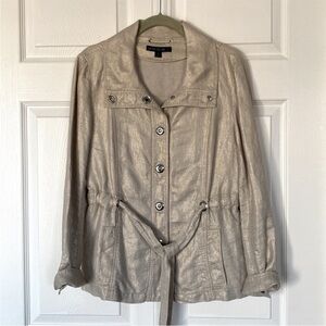 Lafayette 148 New York 100% Linen Gold Light Jacket size 4